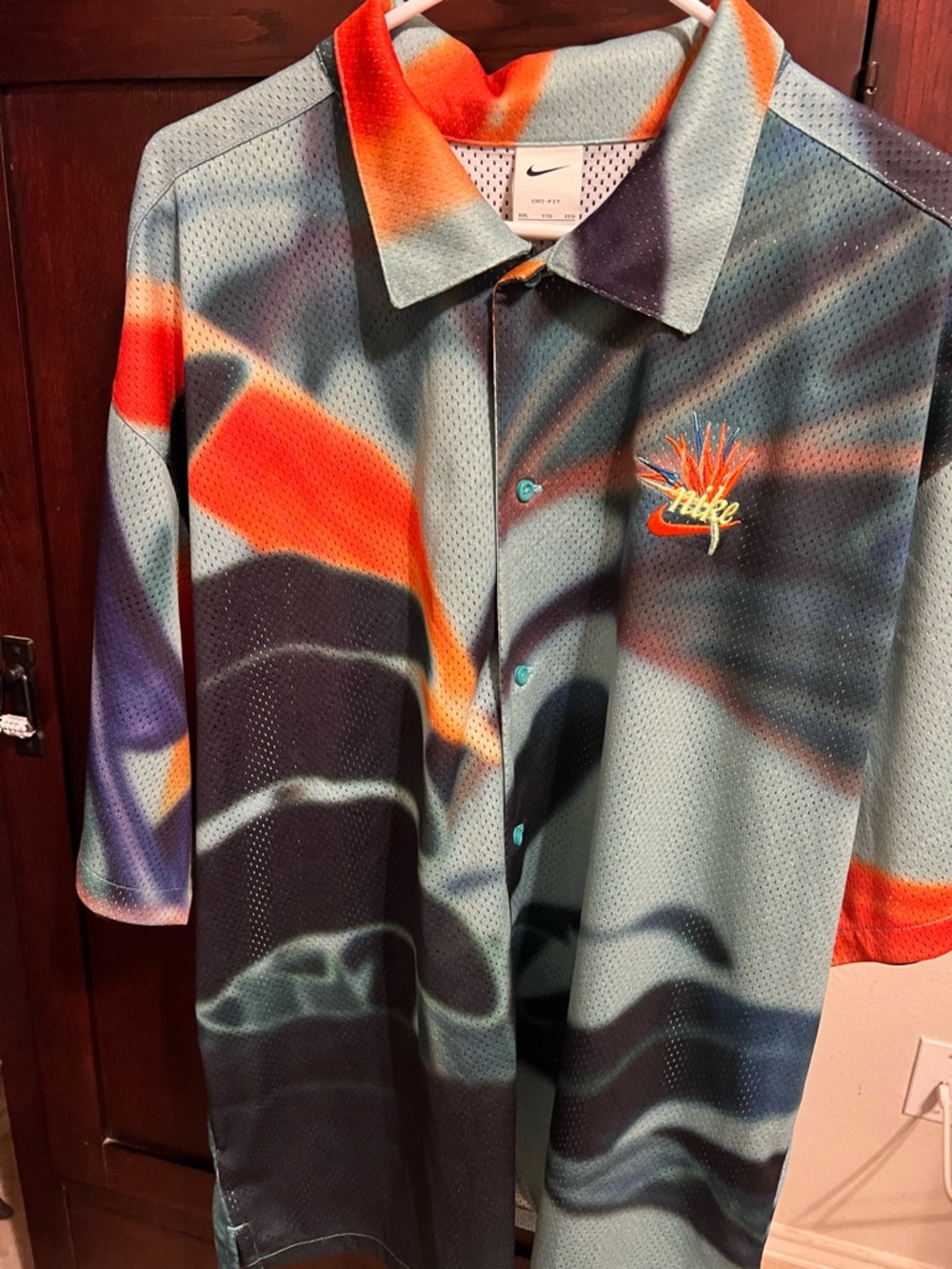 Nike Resort Hawaiian Mesh Shirt Teal  Men's
